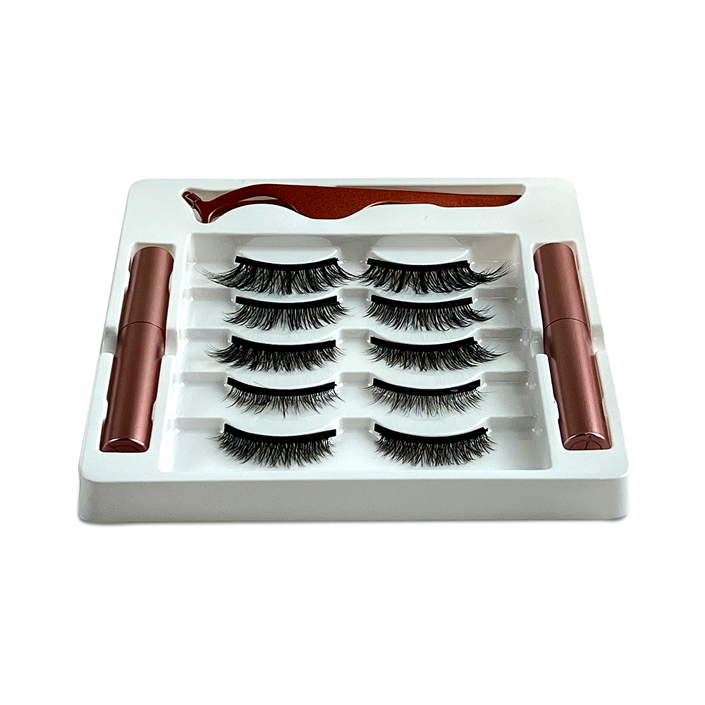 Free Shipping Natural Look Magnetic False Eyelashes With Eyeliner And Applicator 5 Pair Eyelashes Kit MIX1
