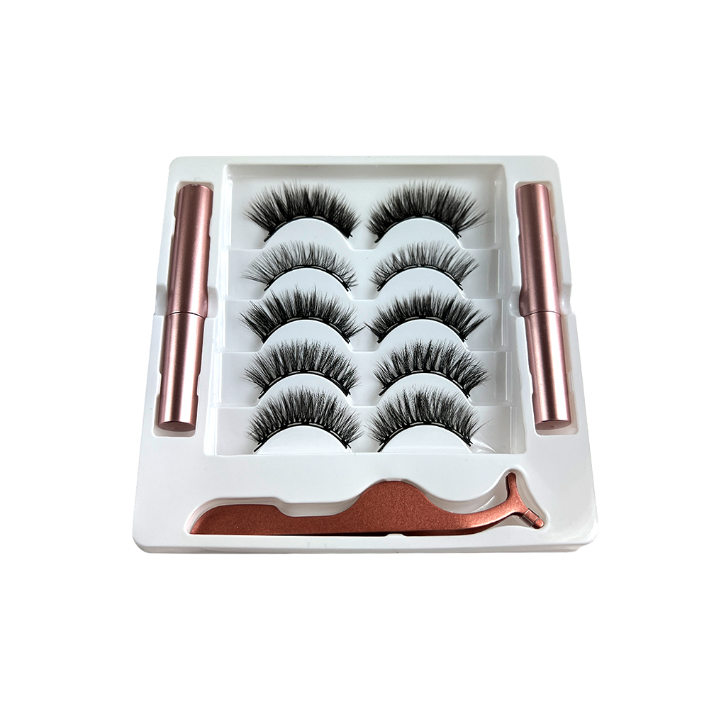 Free Shipping Natural Look Magnetic False Eyelashes With Eyeliner And Applicator 5 Pair Eyelashes Kit MIX2