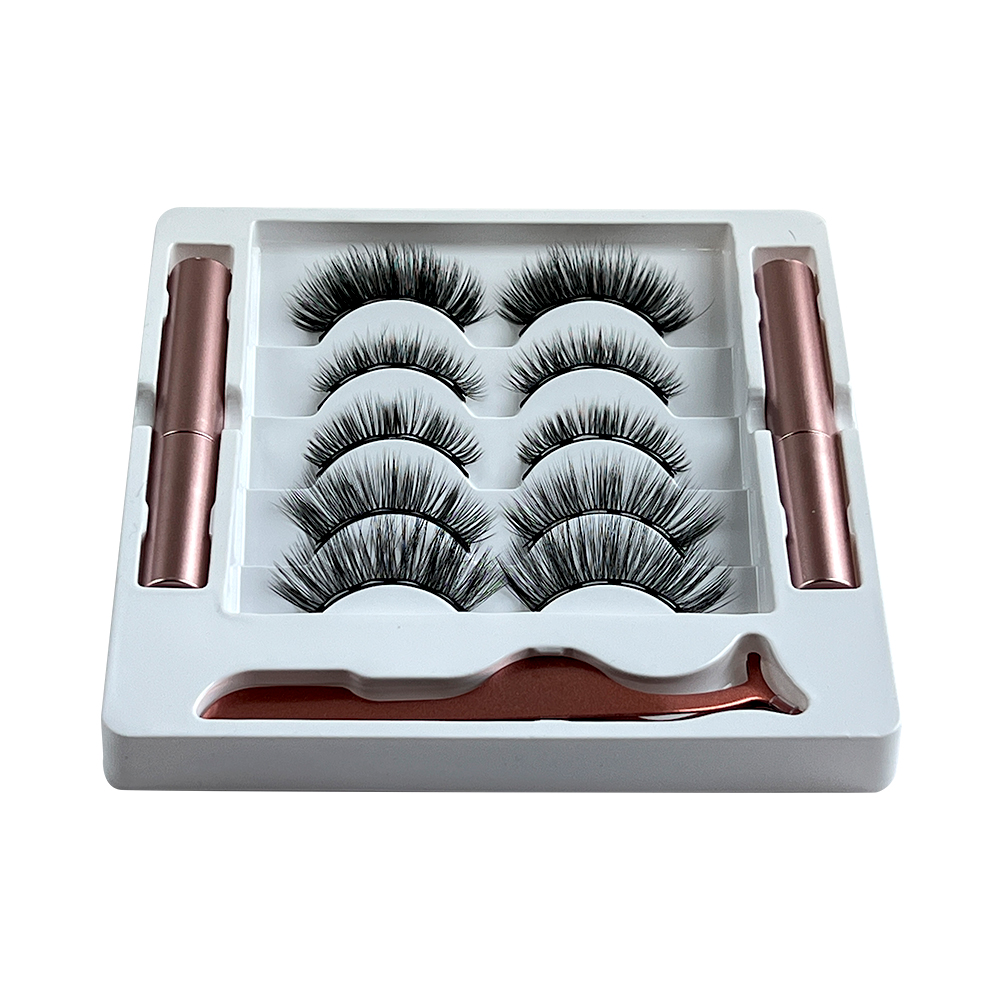 Free Shipping Natural Look Magnetic False Eyelashes With Eyeliner And Applicator 5 Pair Eyelashes Kit MIX4