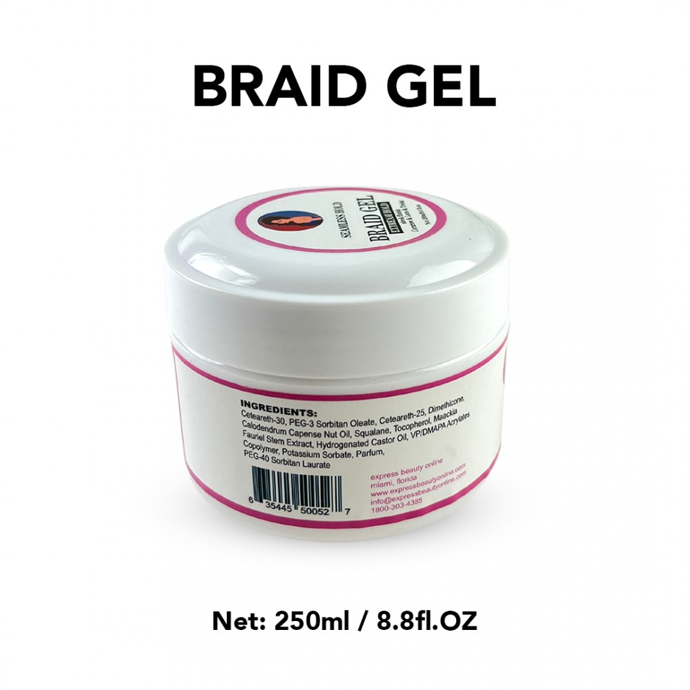 Free Shipping Seamless Hold Braid Gel Cornrow & Locs & Twist Sleek Finish Extreme Hold - 250mL/8.8 fl.oz