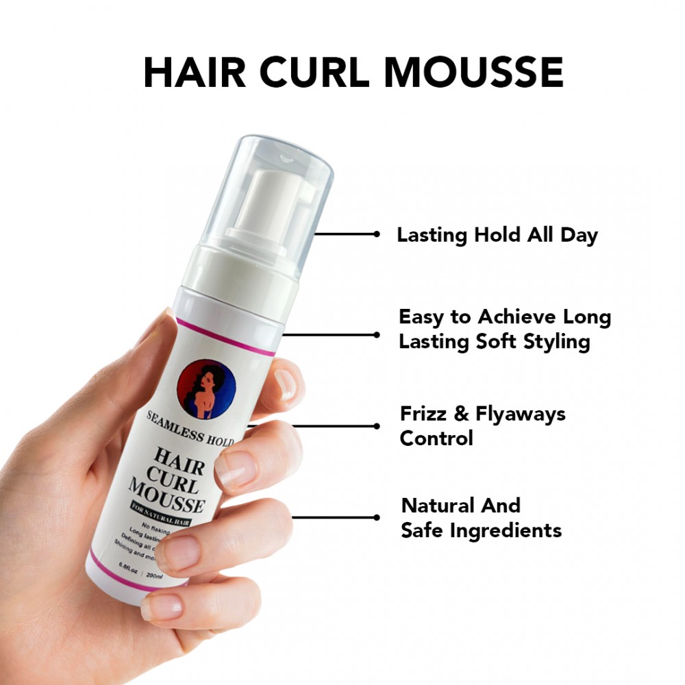 Free Shipping Seamless Hold Hair Curl Mousse Natural Hair No Flaking, Shining and Moisturizing - 200mL/6.8 fl.oz