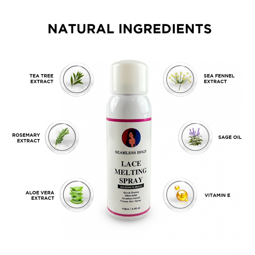 Free Shipping Seamless Hold Lace Melting Spray Maximum Hold Freeze Hair Spray - 130mL/4.4 fl.oz
