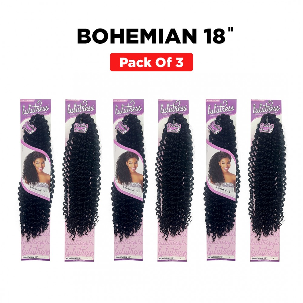 Free Shipping Sensationnel Lulutress Crochet Braid Bohemian 18" Inch ( 3 Pack )