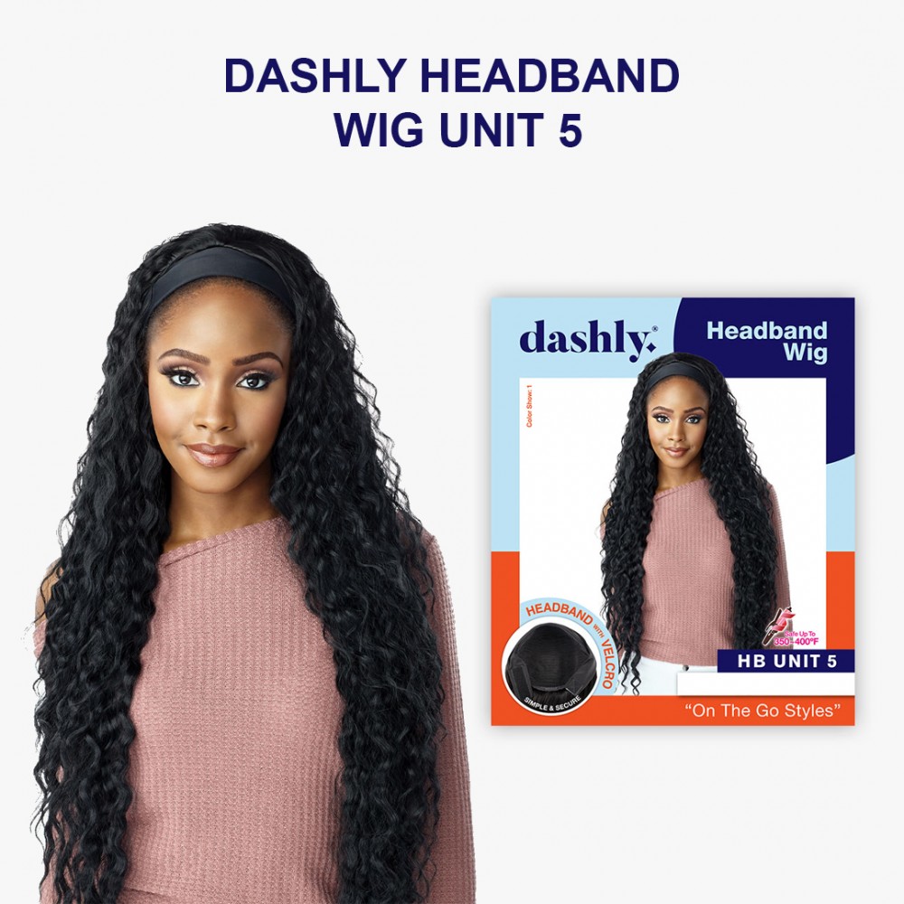 Free Shipping Ebo Dashly Synthetic Headband Wig Hb Unit 5 Wet Curl 34” Inch