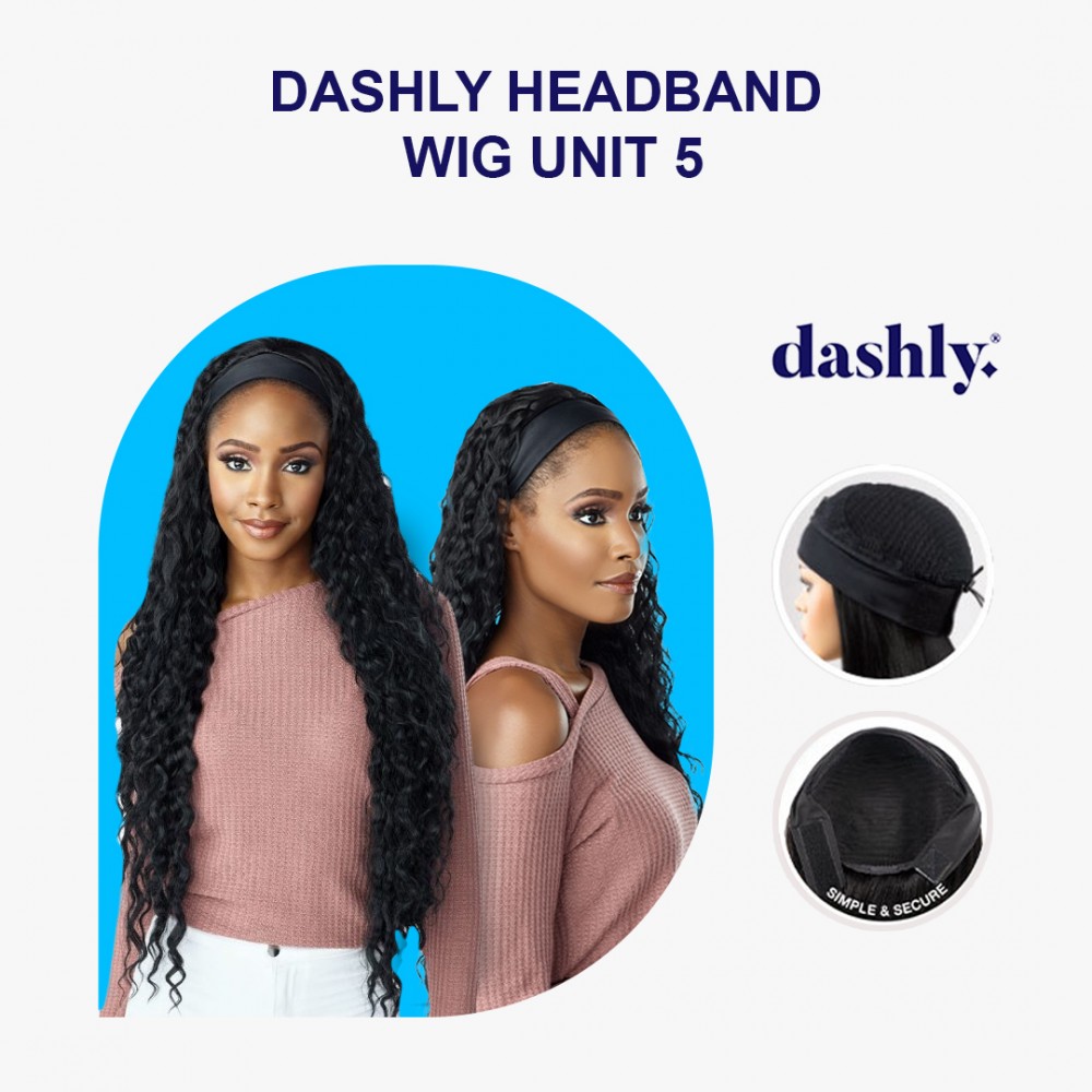 Free Shipping Ebo Dashly Synthetic Headband Wig Hb Unit 5 Wet Curl 34” Inch