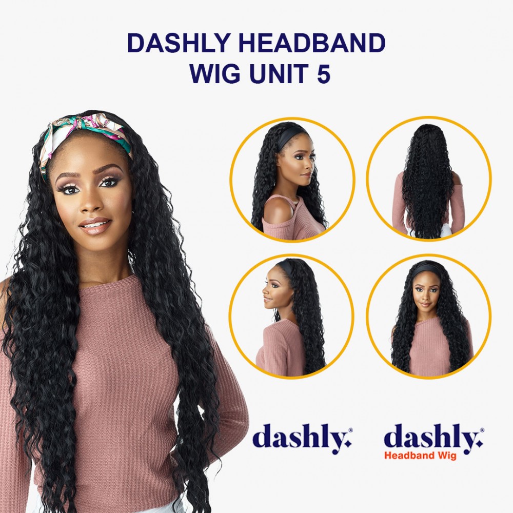 Free Shipping Ebo Dashly Synthetic Headband Wig Hb Unit 5 Wet Curl 34” Inch