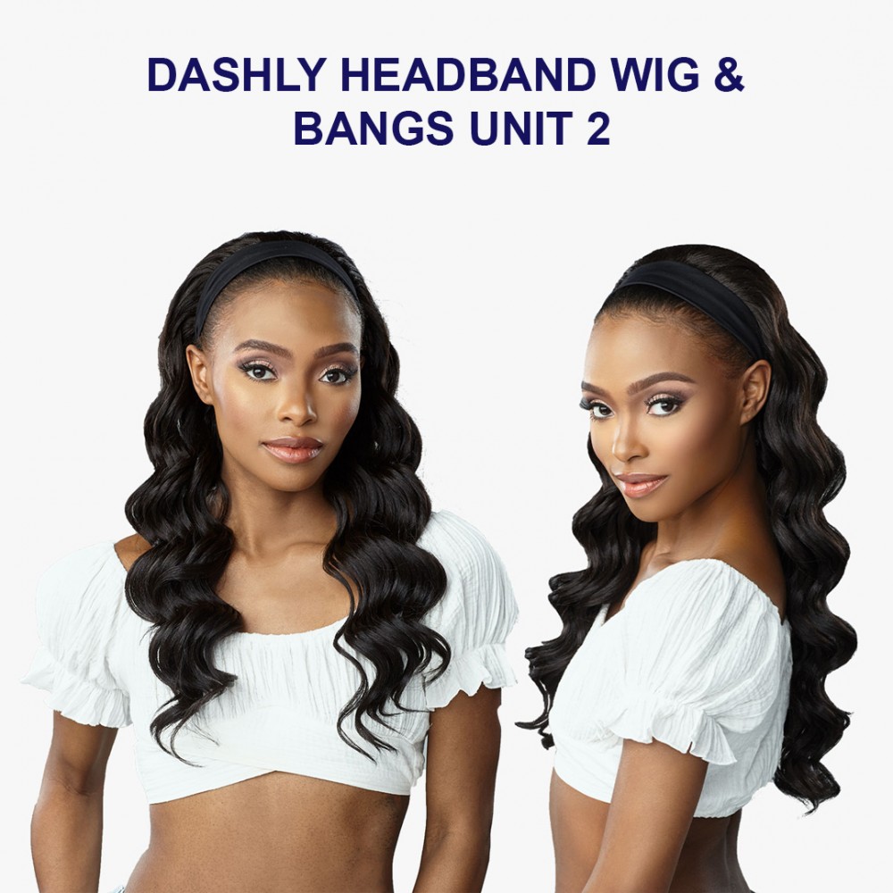 Free Shipping Ebo Dashly Synthetic Headband Wig With Bangs Hb Unit 2 Loose Deep 24” Inch