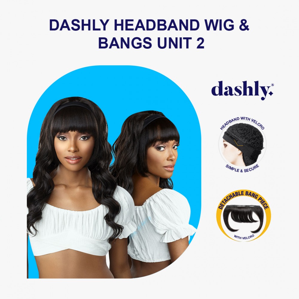 Free Shipping Ebo Dashly Synthetic Headband Wig With Bangs Hb Unit 2 Loose Deep 24” Inch