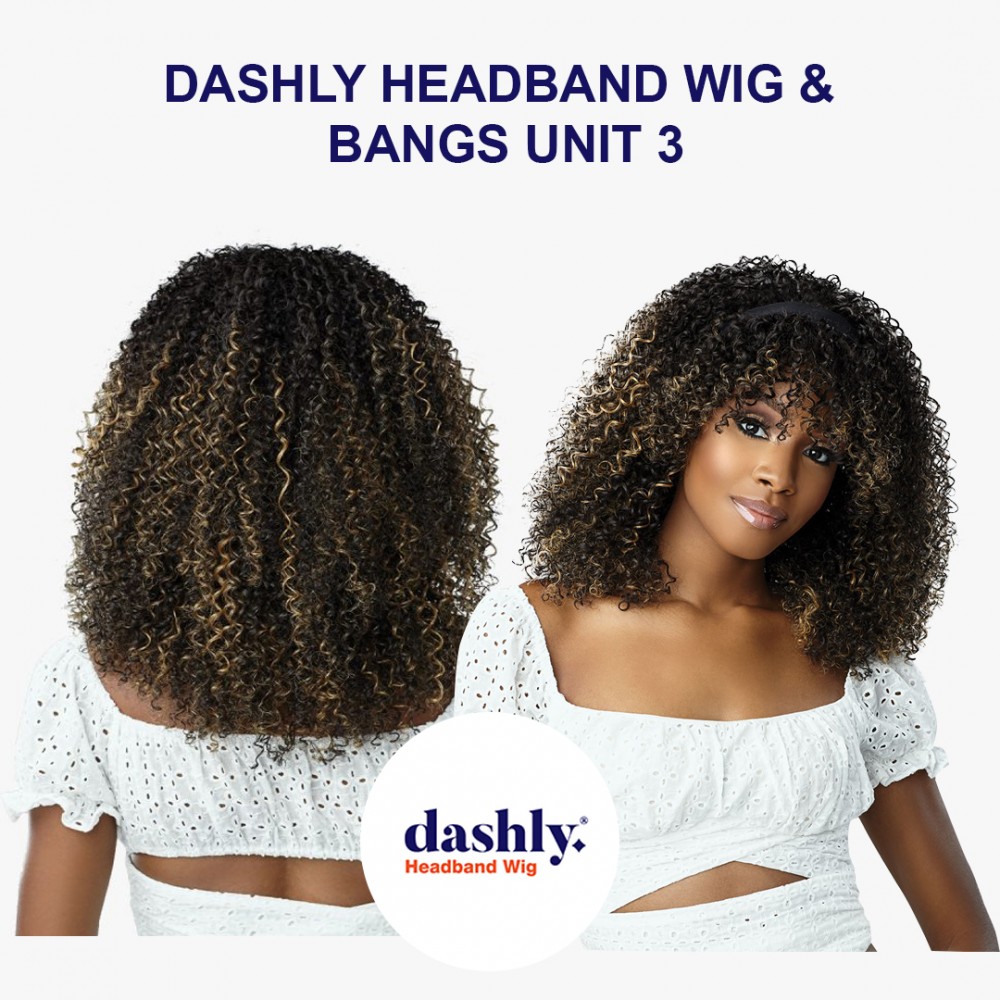 Free Shipping Ebo Dashly Synthetic Headband Wig With Bangs Hb Unit 3 Kinky Curly 18” Inch