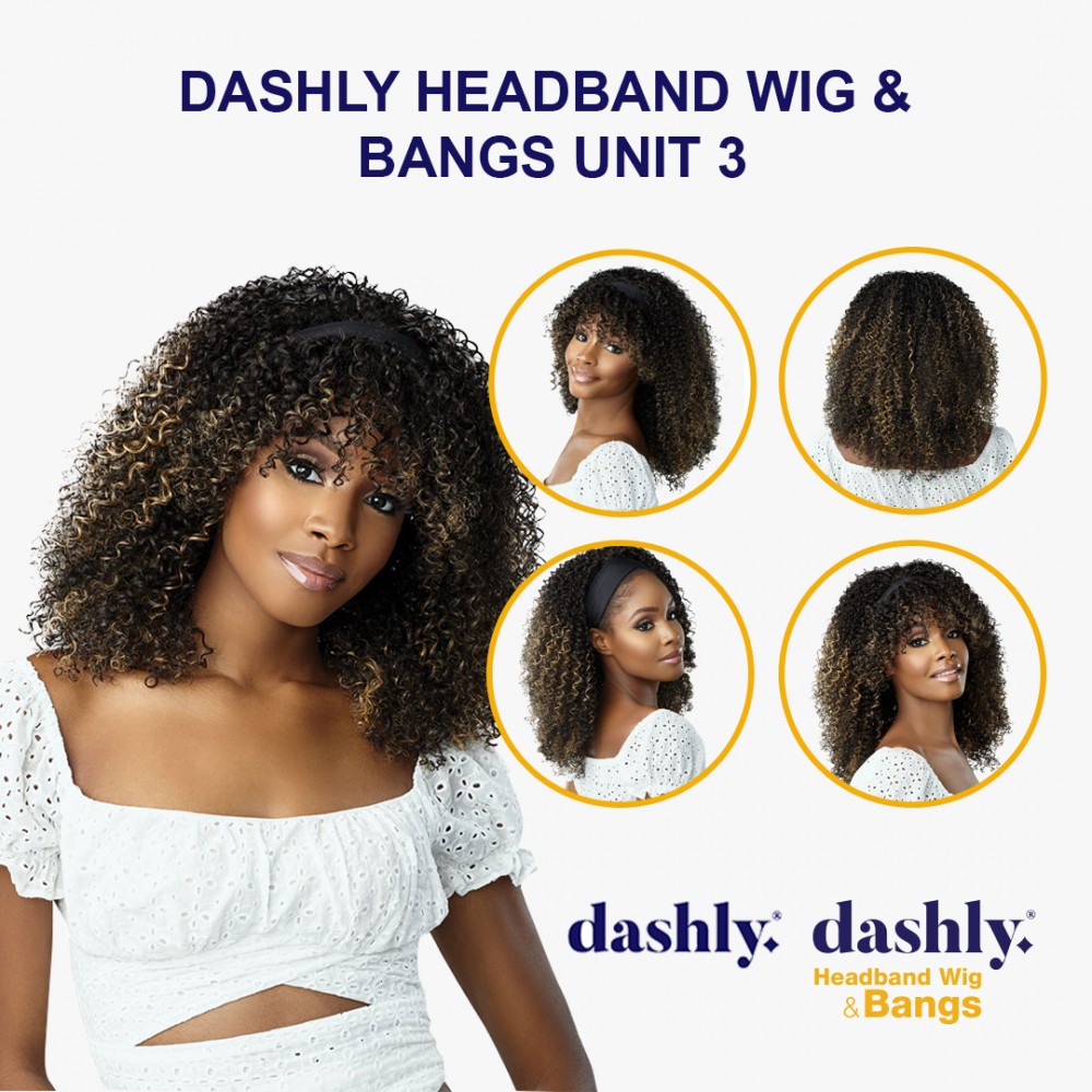 Free Shipping Ebo Dashly Synthetic Headband Wig With Bangs Hb Unit 3 Kinky Curly 18” Inch