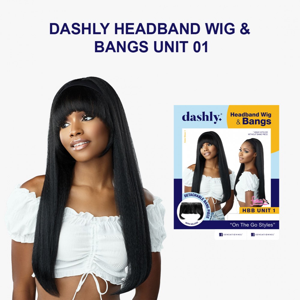 Free Shipping Ebo Dashly Synthetic Headband Wig With Bang Hb Unit 1 Straight 24”