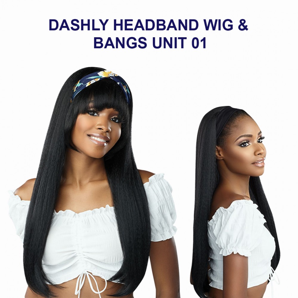 Free Shipping Ebo Dashly Synthetic Headband Wig With Bang Hb Unit 1 Straight 24”