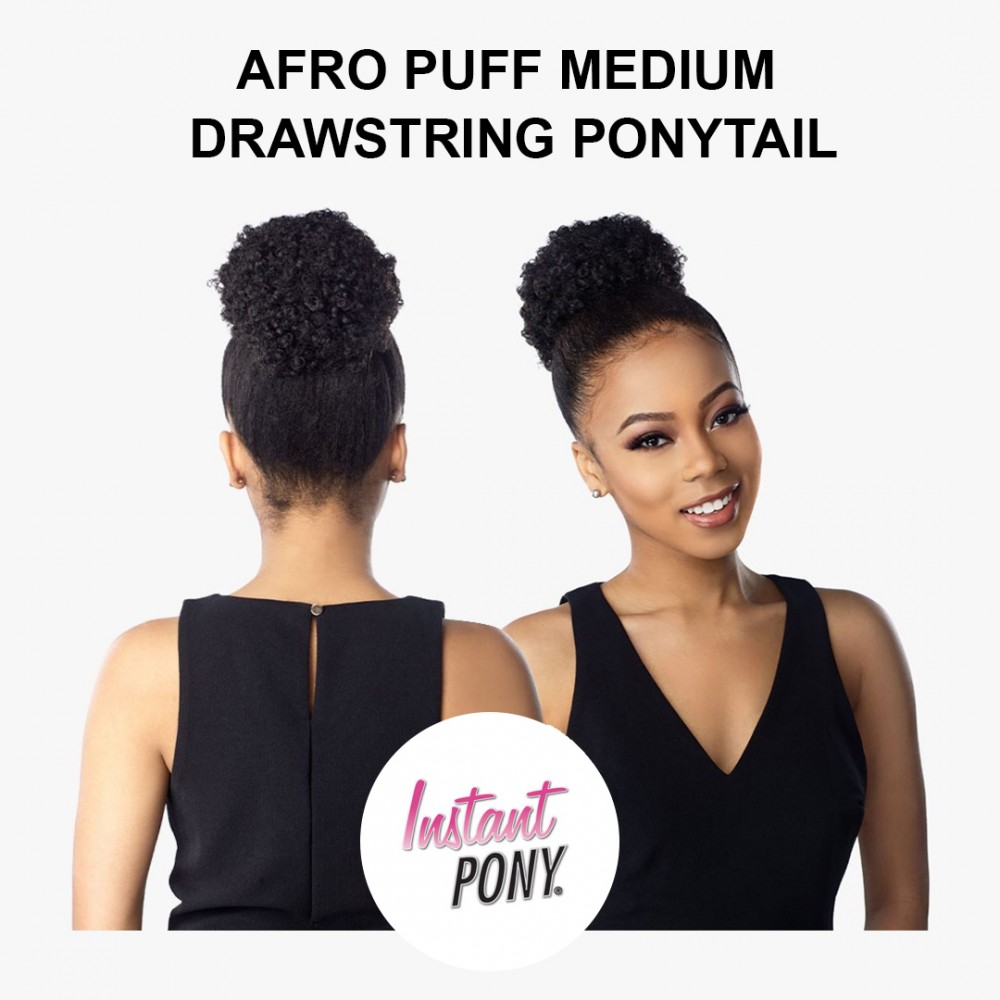 Free Shipping Ebo Instant Pony Synthetic Heat Resistant Draw String Ponytail Afro Puff Medium
