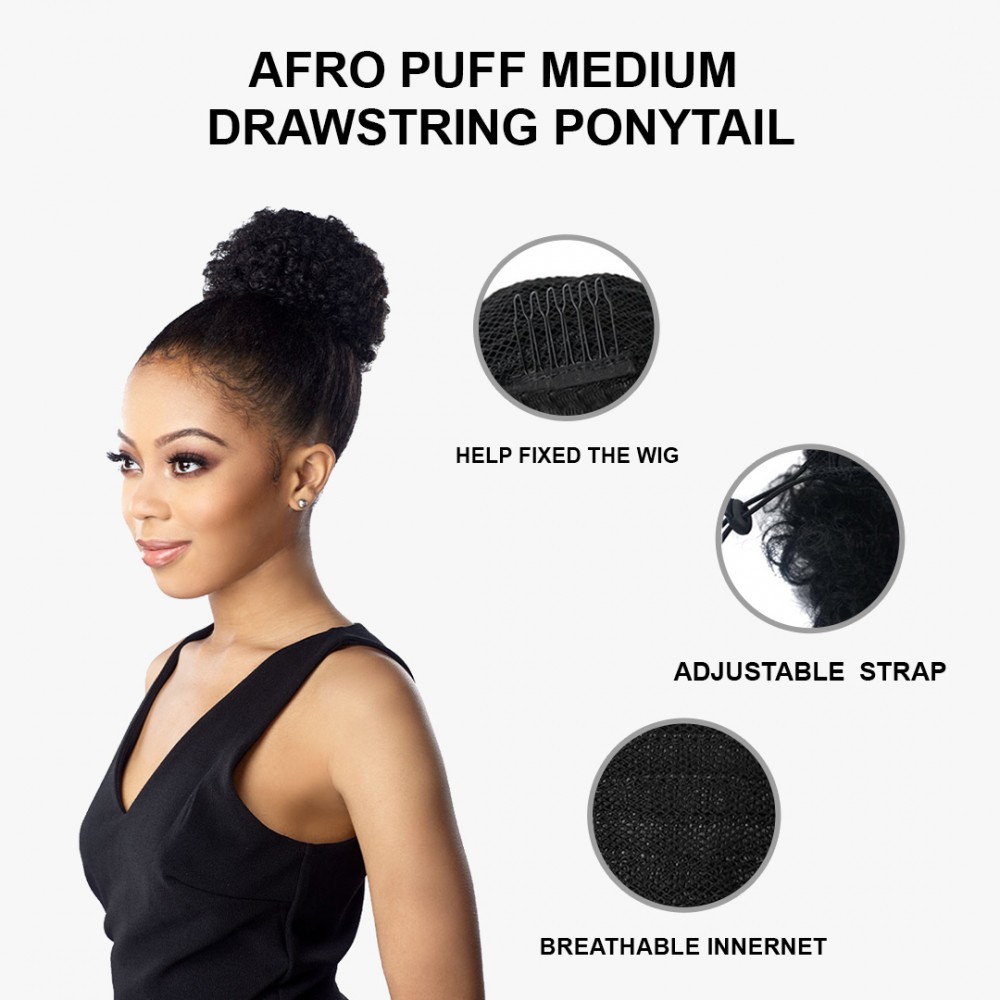 Free Shipping Ebo Instant Pony Synthetic Heat Resistant Draw String Ponytail Afro Puff Medium
