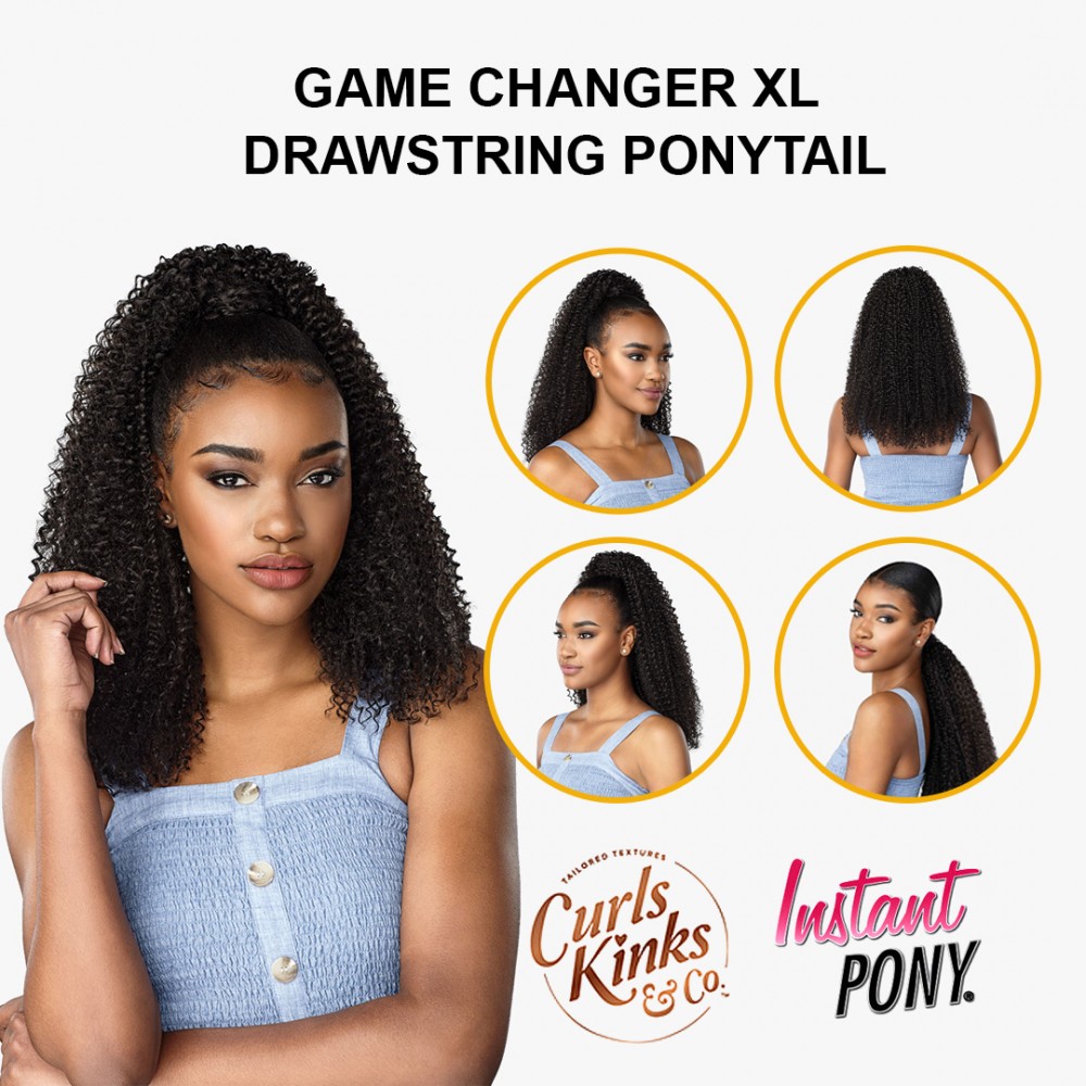 Free Shipping Ebo Instant Pony Synthetic Heat Resistant Draw String Ponytail Game Changer XL Water Wave 21” Inch