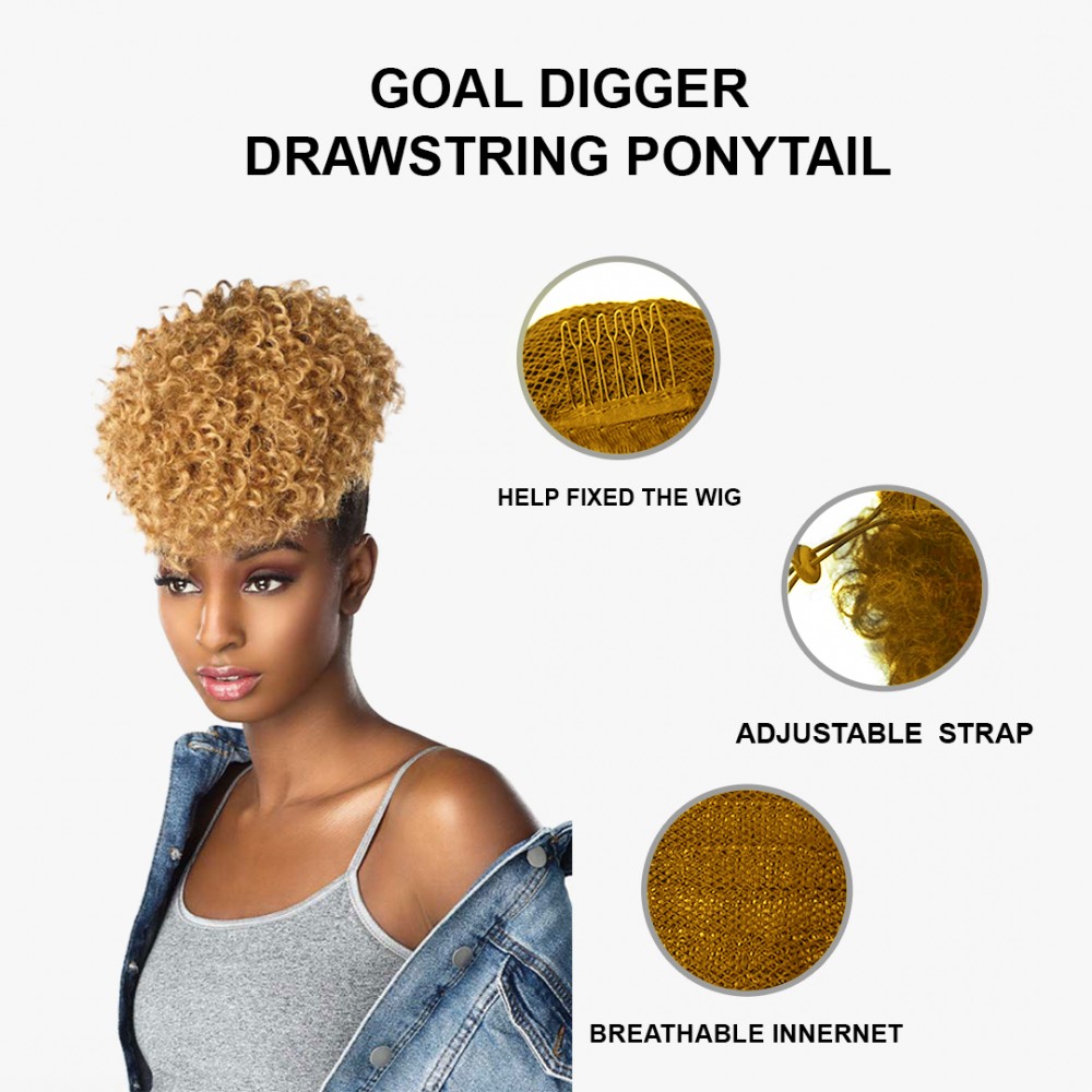 Free Shipping Ebo Instant Pony Synthetic Heat Resistant Draw String Ponytail Goal Digger Pineapple Wave 8” Inch