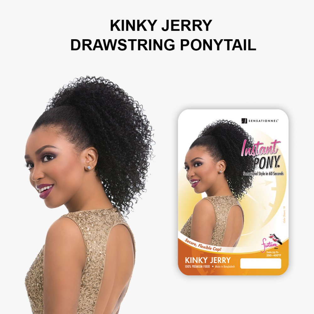 Free Shipping Ebo Instant Pony Synthetic Heat Resistant Draw String Ponytail Kinky Jerry 12” Inch