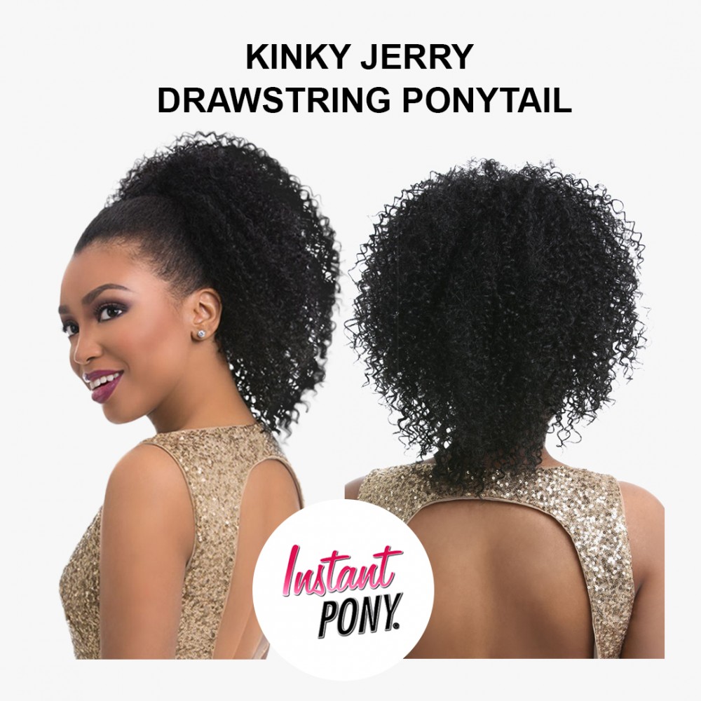 Free Shipping Ebo Instant Pony Synthetic Heat Resistant Draw String Ponytail Kinky Jerry 12” Inch