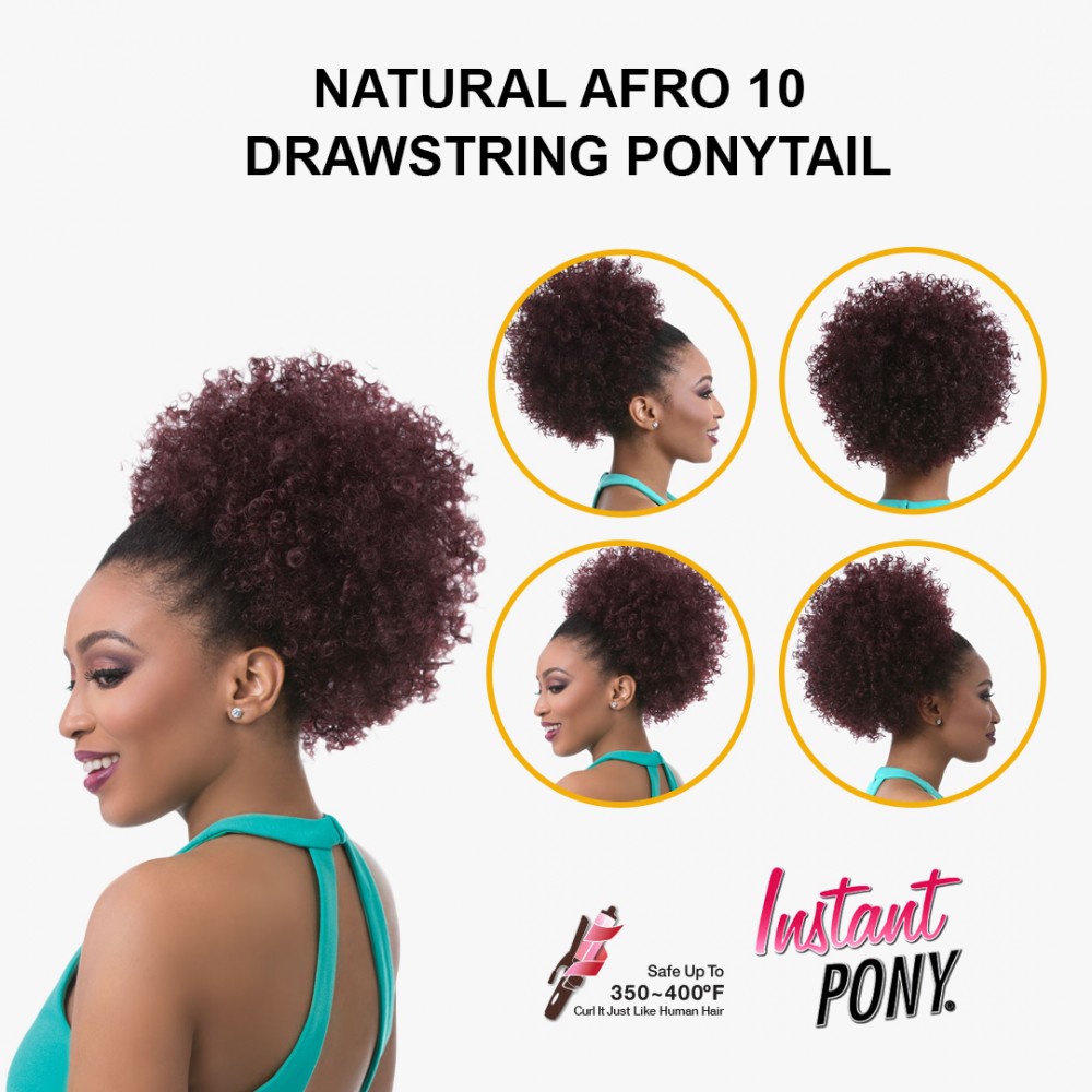 Free Shipping Ebo Instant Pony Synthetic Heat Resistant Draw String Ponytail Natural Afro 10” Inch