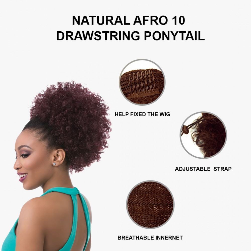 Free Shipping Ebo Instant Pony Synthetic Heat Resistant Draw String Ponytail Natural Afro 10” Inch