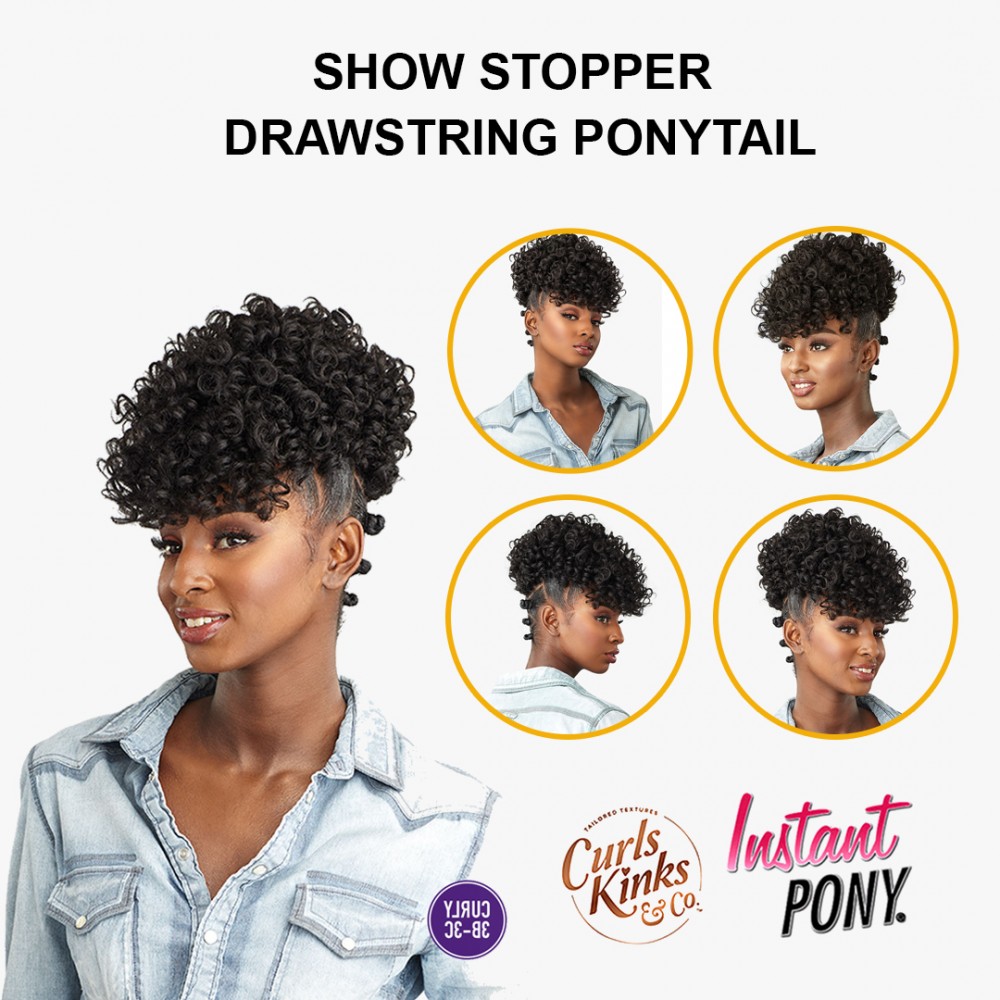 Free Shipping Ebo Instant Pony Synthetic Heat Resistant Draw String Ponytail Show Stopper Bounce Twist 6” Inch