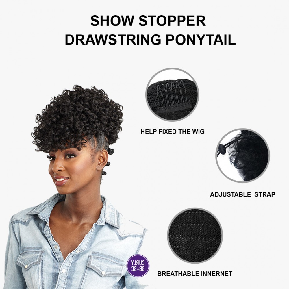 Free Shipping Ebo Instant Pony Synthetic Heat Resistant Draw String Ponytail Show Stopper Bounce Twist 6” Inch