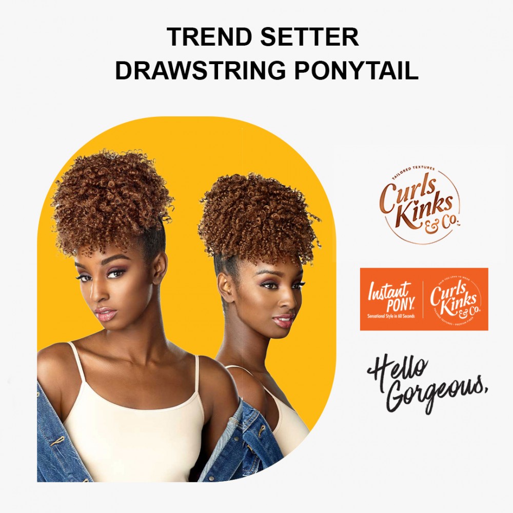 Free Shipping Ebo Instant Pony Synthetic Heat Resistant Draw String Ponytail Trend Setter Spring Twist 6" Inch
