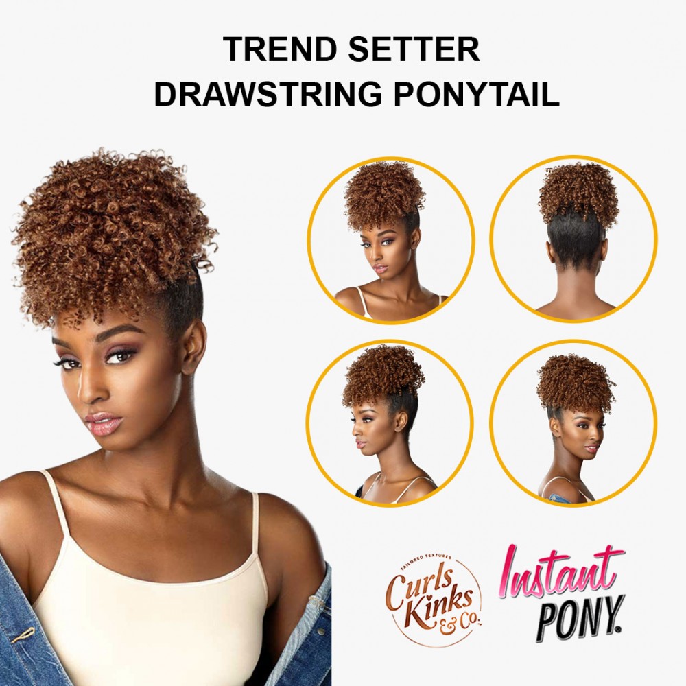 Free Shipping Ebo Instant Pony Synthetic Heat Resistant Draw String Ponytail Trend Setter Spring Twist 6" Inch