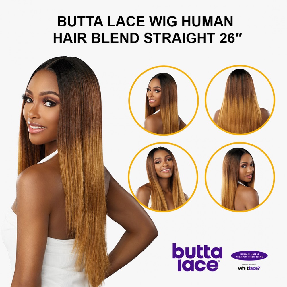 Free Shipping Sensationnel Butta Lace Human Hair Blend Straight 26″ Inch