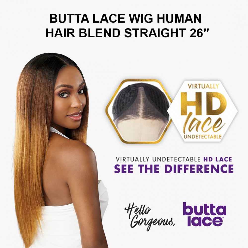 Free Shipping Sensationnel Butta Lace Human Hair Blend Straight 26″ Inch