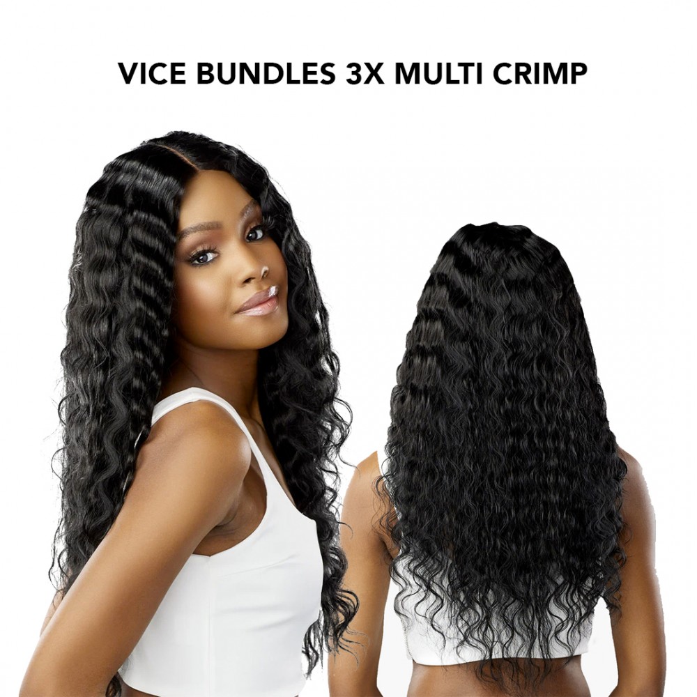 Free Shipping Sensationnel Vice Bundles 3X Multi Bundle Weaving Premium Hair with 2x5 Lace Closure Multi Crimp ( 18" 20" 22" Inch )