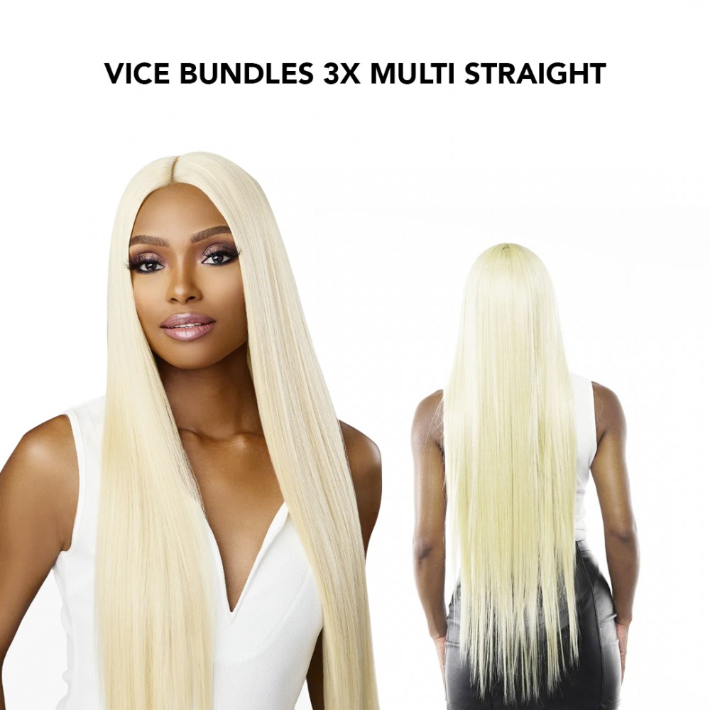 Free Shipping Sensationnel Vice Bundles 3X Multi Bundle Weaving Premium Hair with 2x5 Lace Closure Multi Straight ( 18" 20" 22" Inch )