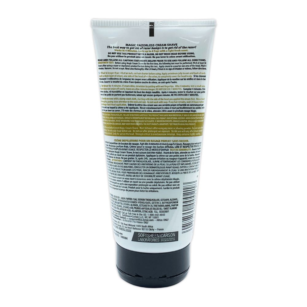Softsheen Carson Magic Light Fresh Scent Razorless Cream Shave Bald Head 6 Oz