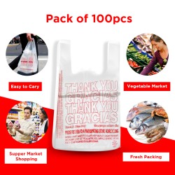 Ebo Thank You Have A Nice Day Plastic Disposable And Reusable Standard Supermarket, Grocery, T-shirt Bag (11.5” X 6.5" Inch) - Pack Of 100 Pcs