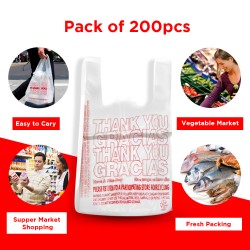 Ebo Thank You Have A Nice Day Plastic Disposable And Reusable Standard Supermarket, Grocery, T-shirt Bag (11.5” X 6.5" Inch) - Pack Of 200 Pcs