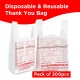 Free Shipping Ebo Thank You Have a Nice Day Plastic Disposable and Reusable Standard Supermarket, Grocery, T-shirt Bag (11.5” x 6.5" Inch) - Pack of 200 pcs