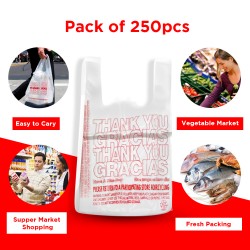 Ebo Thank You Have A Nice Day Plastic Disposable And Reusable Standard Supermarket, Grocery, T-shirt Bag (11.5” X 6.5" Inch) - Pack Of 250 Pcs