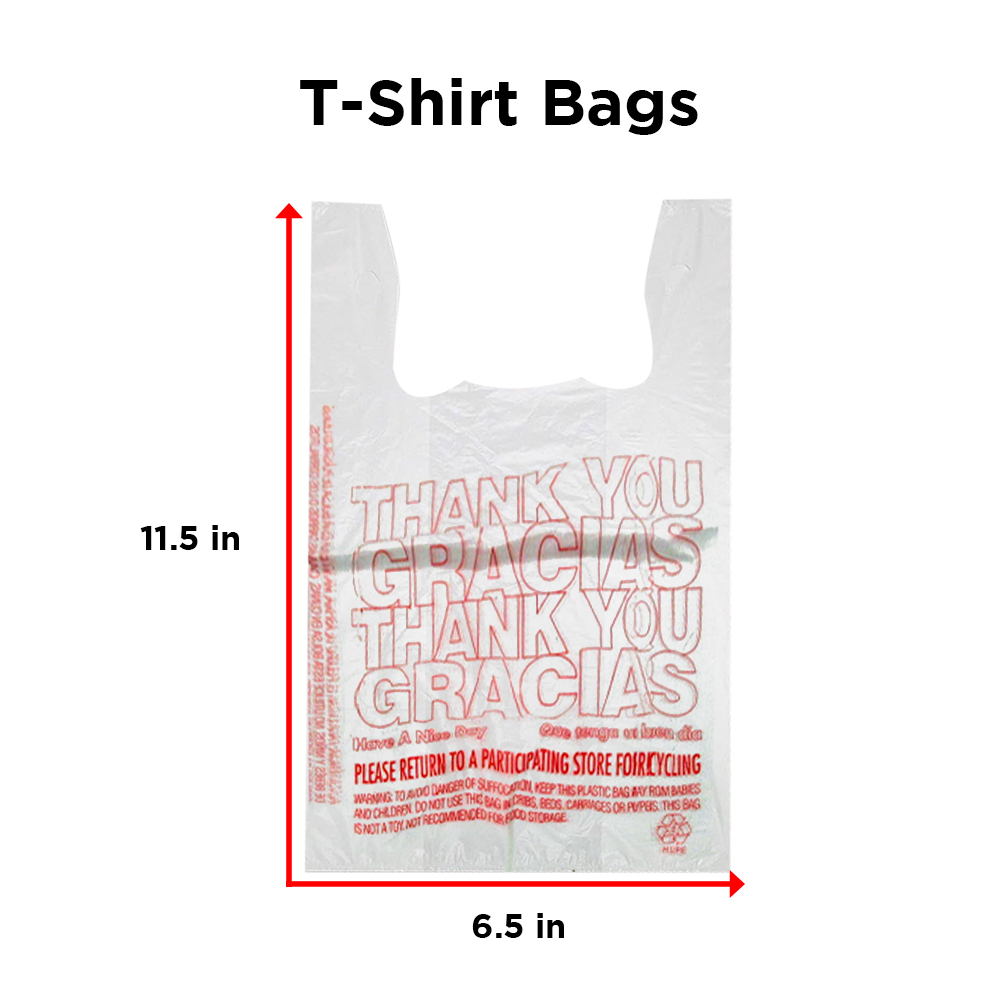 Free Shipping Ebo Thank You Have a Nice Day Plastic Disposable and Reusable Standard Supermarket, Grocery, T-shirt Bag (11.5” x 6.5" Inch) - Pack of 300 pcs