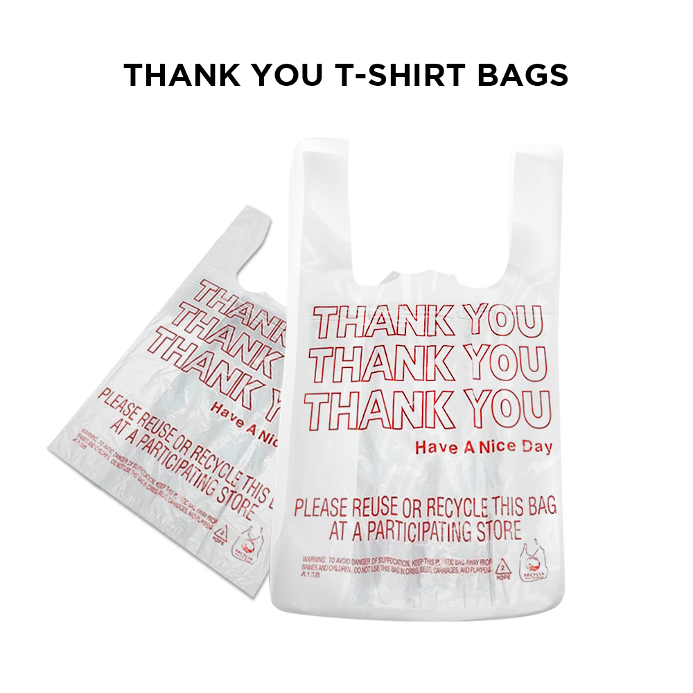 Free Shipping Ebo Thank You Have a Nice Day Plastic Disposable and Reusable Standard Supermarket, Grocery, T-shirt Bag (7” x 5" Inch) - Pack of 100 pcs