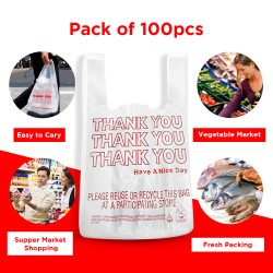 Ebo Thank You Have A Nice Day Plastic Disposable And Reusable Standard Supermarket, Grocery, T-shirt Bag (7” X 5" Inch) - Pack Of 100 Pcs