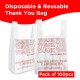 Free Shipping Ebo Thank You Have a Nice Day Plastic Disposable and Reusable Standard Supermarket, Grocery, T-shirt Bag (7” x 5" Inch) - Pack of 100 pcs