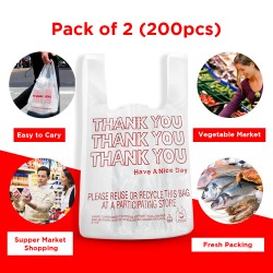 Ebo Thank You Have A Nice Day Plastic Disposable And Reusable Standard Supermarket, Grocery, T-shirt Bag (7” X 5" Inch) - Pack Of 200 Pcs