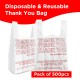 Free Shipping Ebo Thank You Have a Nice Day Plastic Disposable and Reusable Standard Supermarket, Grocery, T-shirt Bag (7” x 5" Inch) - Pack of 500 pcs