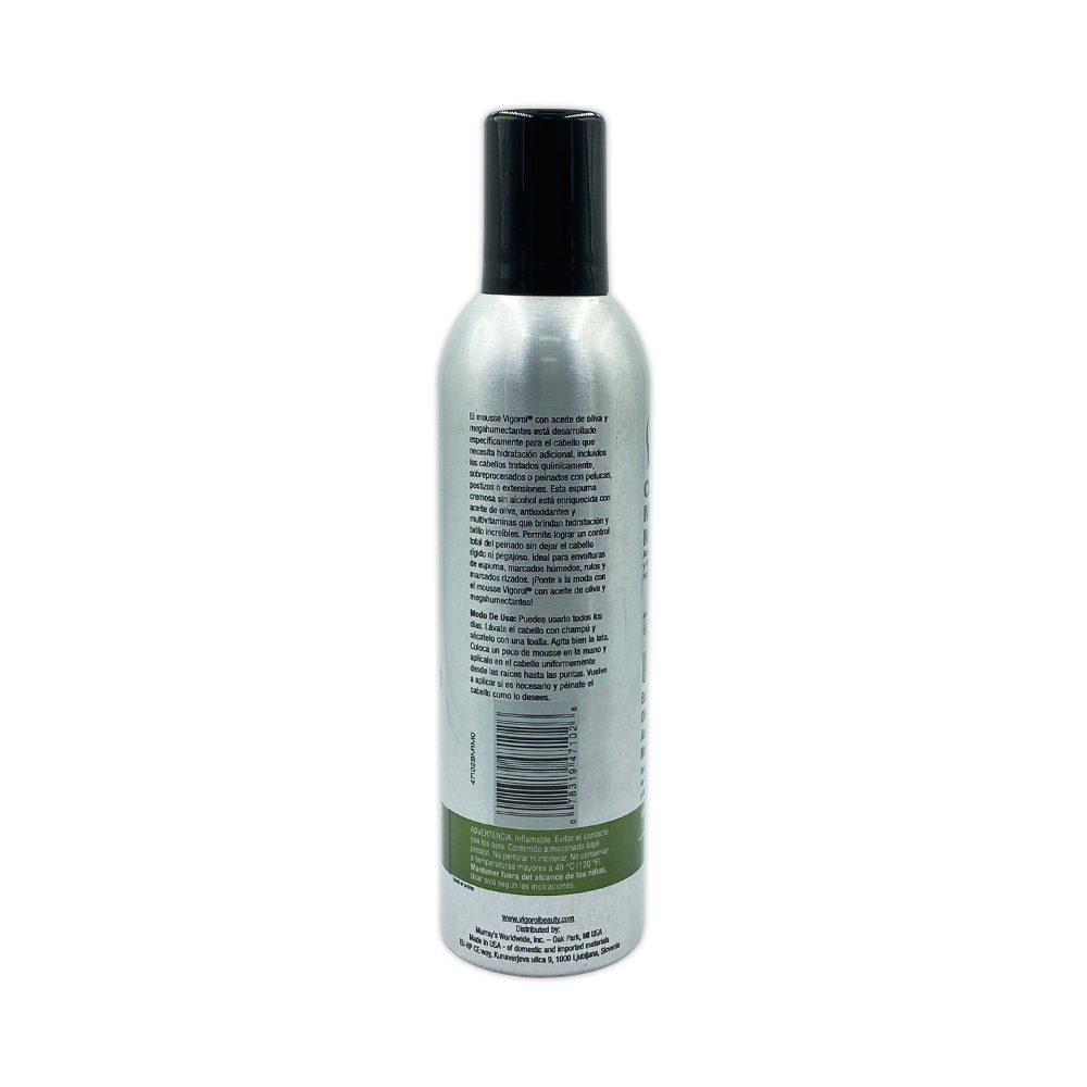 Vigorol Olive Oil Mega Moisture Mousse Enriched With Olive Oil Moisture And Shine For All Hair Types Hair Mousse 12 Oz