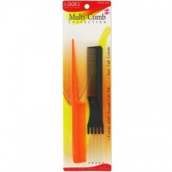 Ebo Comb With Metal Lift Pik & Rat Tail Comb Assort Ebo Comb With Metal Lift Pik & Rat Tail Comb Assort