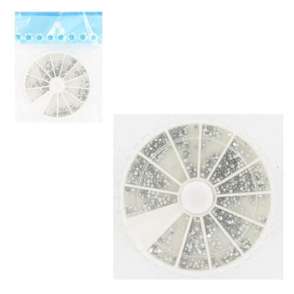 Ebo  Round Case Rhinestone Clear Color & Pusher 100pc