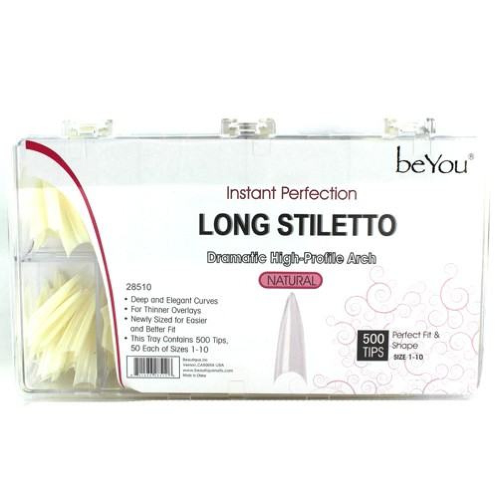 Ebo  Be You Long Stiletto Nail 500 Tips/pk - Natural