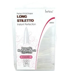 Ebo Be You Long Stiletto Nail 100 Tips/pk - Clear Ebo Be You Long Stiletto Nail 100 Tips/pk - Clear