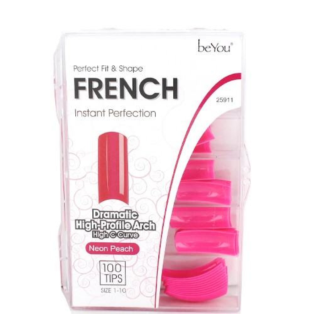 Ebo Be You Salon Color Nail French 100 Tips/pk - Neon Peach