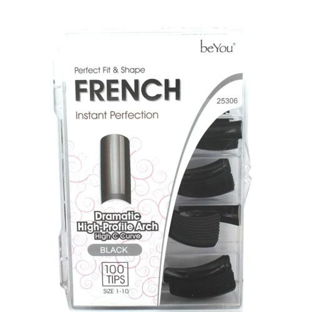 Ebo Be You Salon Color Nail French/royal 100tips/pk Black